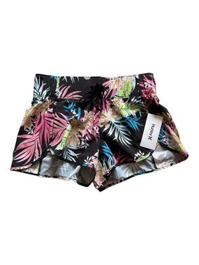 Hurley Black Tropical Floral Athletic Boardshorts Pink, Blue & Green Accents
